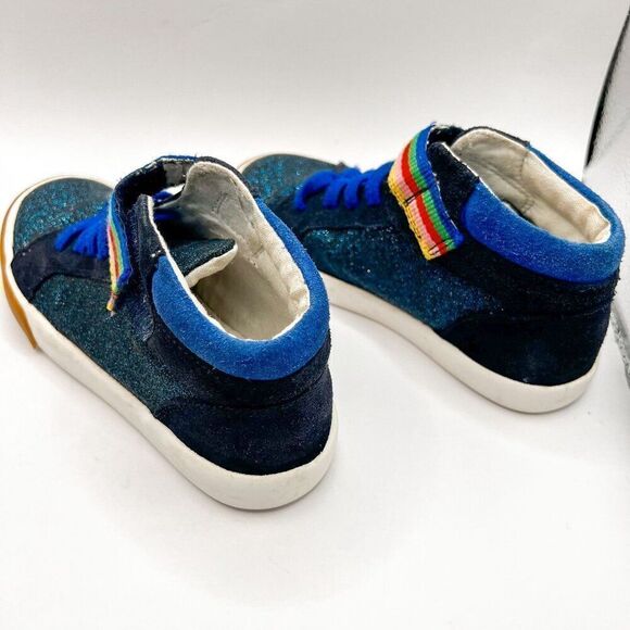 Mini Boden Girls Blue Sparkle Glitter Elastic Lace High Tops Size 29 / US 11.5 - Picture 4 of 5
